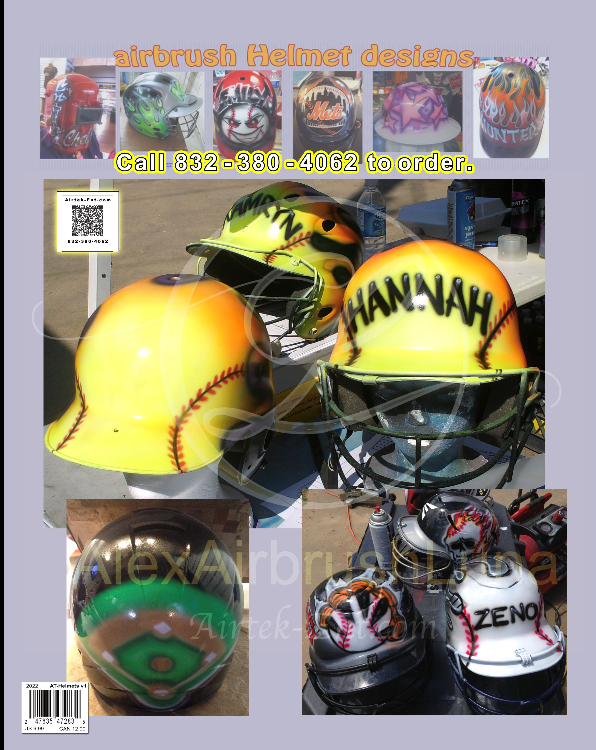 Softball Helmet Airbrush Designs #alexairbrushluna — Airbrushes & Airplanes