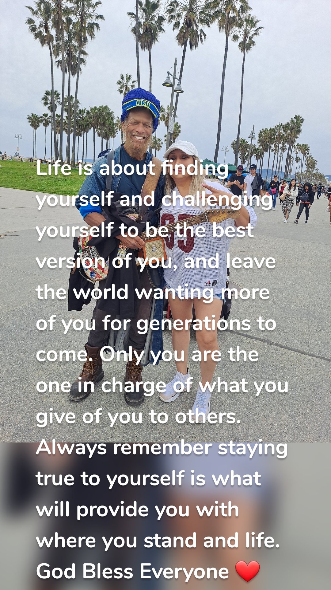 Life is about finding yourself and challenging yourself to be the best version of you, and leave the world wanting more of you for generations to come. Only you are the one in charge of what you give of you to others. Always remember staying true to yourself is what will provide you with where you stand and life. God Bless Everyone ❤️ 